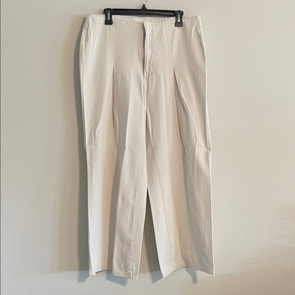 Cider Women Cream Wide Leg Pleated Pants XL Contemporary Coastal Bohemian Preppy - Picture 1 of 12